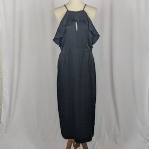 Everly Keyhole Ruffled Little Black Dress